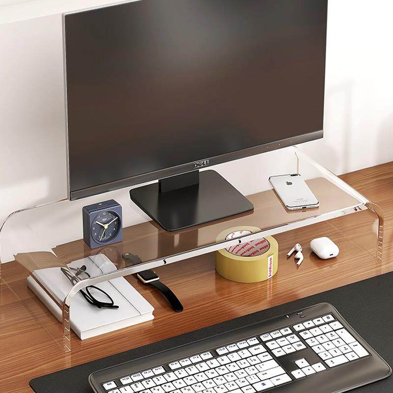 电脑萤幕增高架压克力架子台式电脑桌面改造神器工位透明置物架