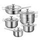 出口单底复底不锈钢锅套礼品汤锅蒸锅煎盘套装 锅