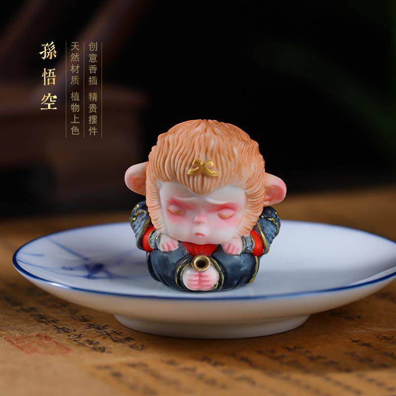 驼鹿角孙悟空小猴子线香插摆件家居茶桌书柜可爱动物小摆设装饰品