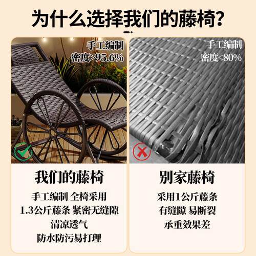 J&懒人摇椅家用大人沙发椅客厅老人午休藤椅逍遥椅阳台休闲躺