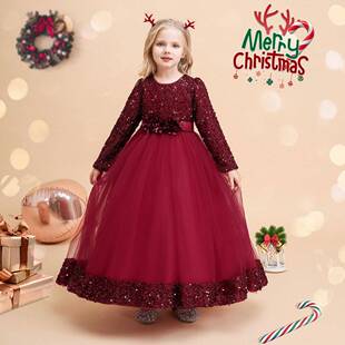 girls 3d flower decor contrast sequin bow back tulle fit