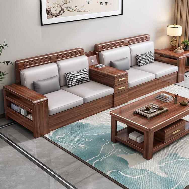 新中式胡用桃实木沙发客厅全套组合现代简985木约冬夏两物储木质