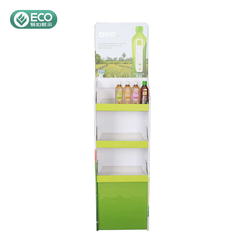 超市免组装纸板展示架一秒弹开成型单层承重20KG陈列纸货架包设计