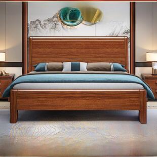 黑胡桃实木床政府补贴1.8双人主卧室简单高箱储物中世纪风格 斯堪