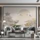 饰 画客厅书房茶室包厢背景墙布酒店壁纸定制装 中式 山水仙鹤壁画
