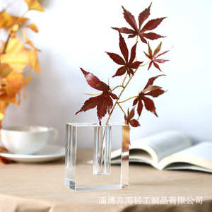 北欧创意水晶玻璃花瓶轻奢简约方口瓶家居样板间书房装饰软装摆件