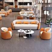 布艺沙发轻奢高级感沙发客厅酒店办公室商务洽谈休息区接待沙发椅