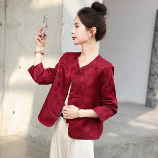 红新中式国风扣短外套女秋盘季新小个款子刺绣提花ZRUN1059百色搭