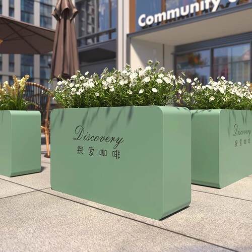 户外不锈钢花箱组合花坛商业街售楼部长方形花钵隔断广场花槽