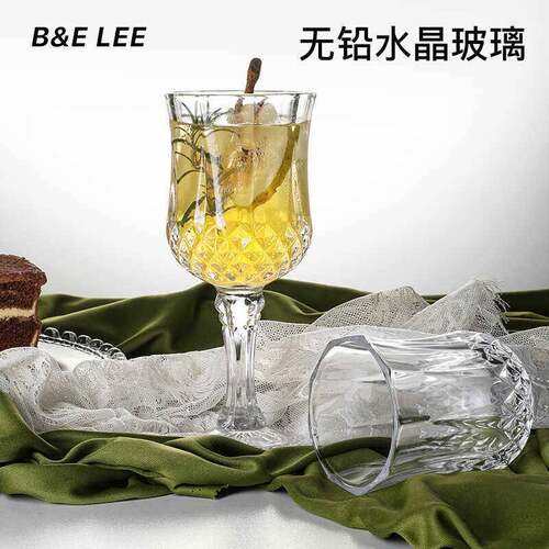 高级感轻奢红酒杯子高颜值浮雕香槟杯精致高档玻璃高脚杯葡萄酒杯