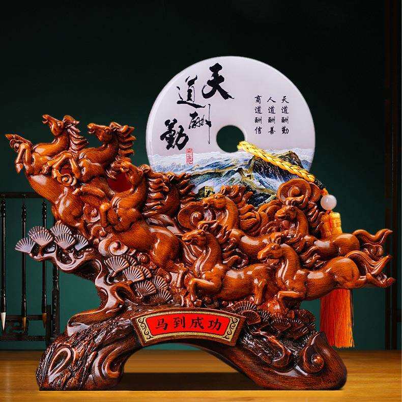 树脂工艺品中式马摆件新款马到成功家居装饰办公商务送礼厂家