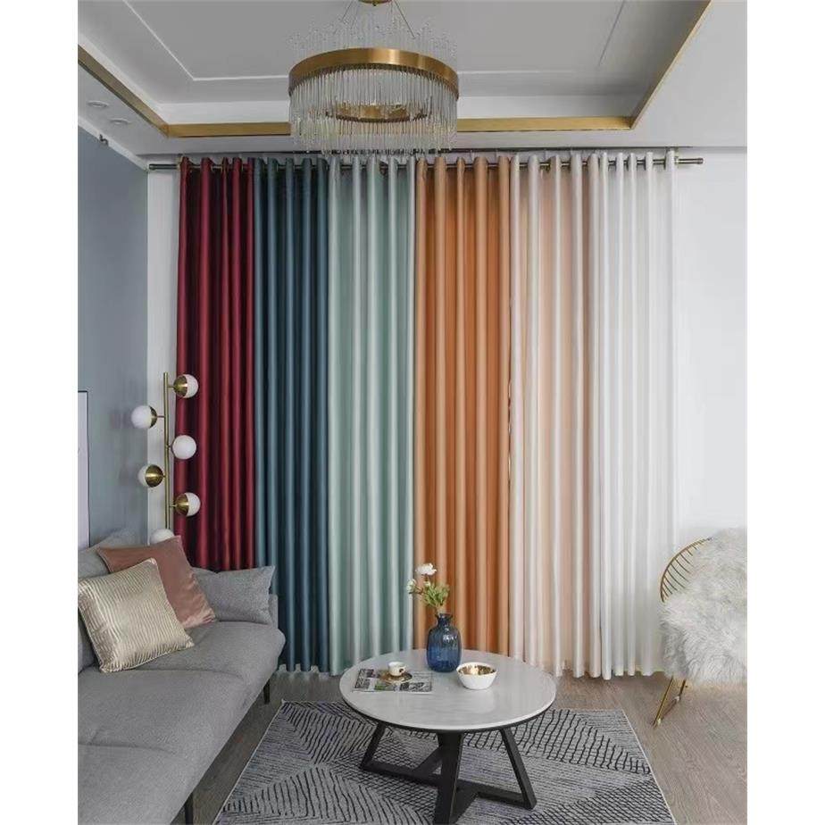 轻薄柔软透气简约纯色半遮光不透人隔断阳台客厅定制成品窗帘布料