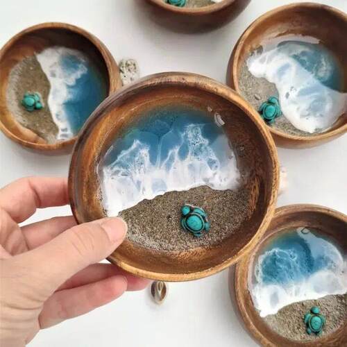 跨境碗里的海世界Handmade ocean bowl装饰品摆件沙滩微观世界