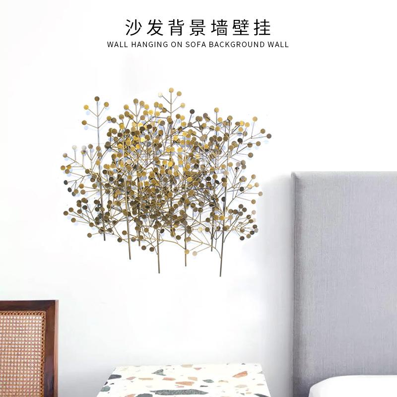 中式创意树叶不锈钢雕塑壁挂玄关沙发背景大堂墙面挂样板房树装饰