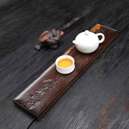 整块实木茶盘浮雕黑檀木原木新中式复古干泡茶台茶托酒店木质托盘