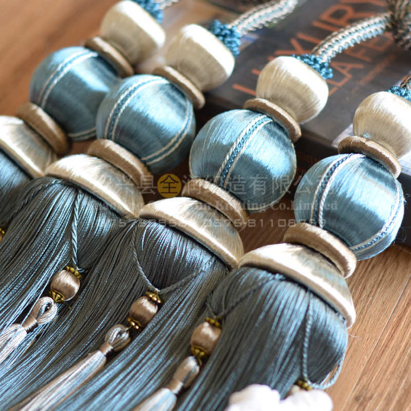 厂家直销新品包丝加密高档窗帘绑球 一对4个球窗帘绑绳流苏