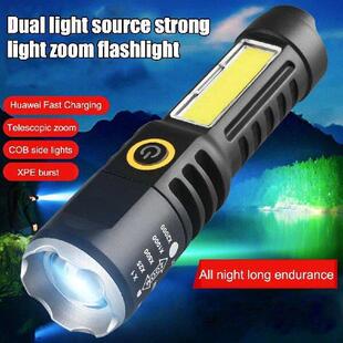 Telescopic Zoom XPE Waterproof LED Light COB Camping Torch