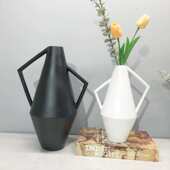 欧式 简约双耳壶树脂花器花插样板房餐桌桌面卧室书房客厅饰品摆件