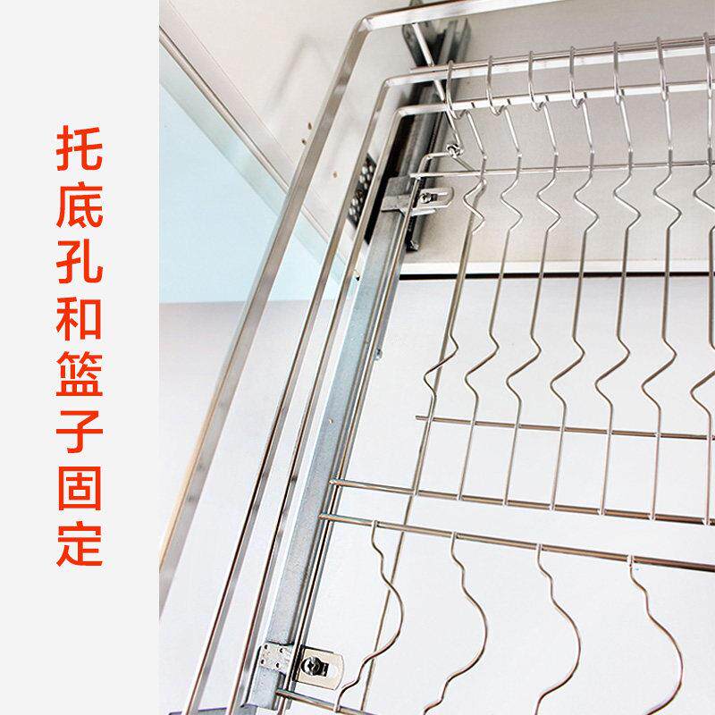 厨房拉篮轨道配件侧阻尼抽拉篮滑轨碗篮托碟底缓冲侧装托底导屉轨