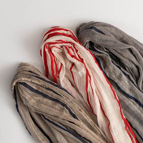 Pure tton Scarf For Women Spot Men High-end Striped Scarf Su