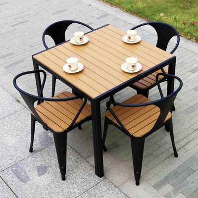 户外桌椅塑木庭院别墅咖啡奶茶店外摆桌椅铁艺桌椅阳台防腐木桌椅