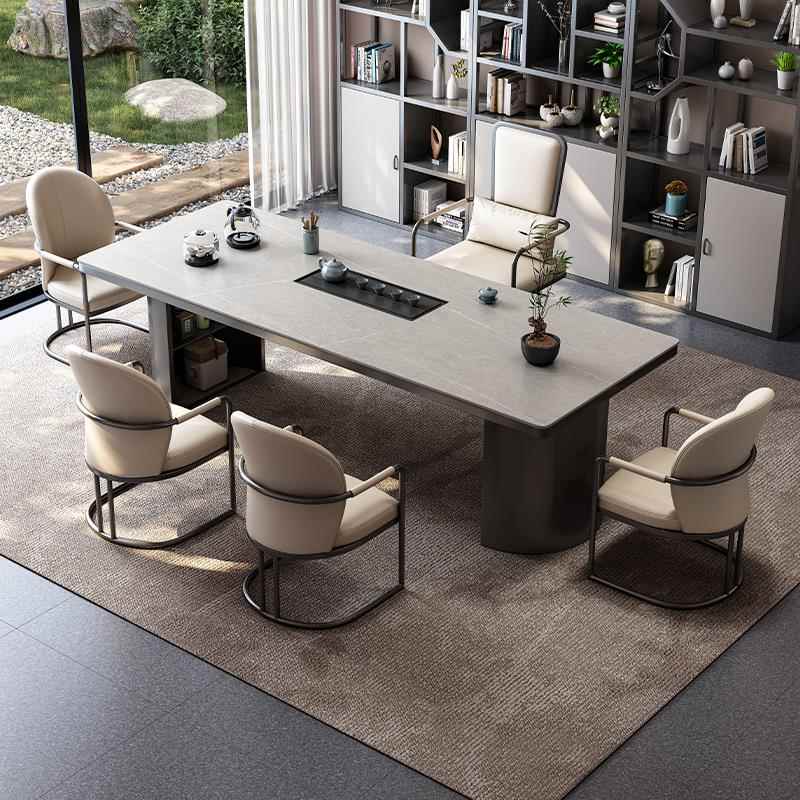 高档225新款奢岩板茶台现代简约新桌中轻式风格茶椅0组合套装