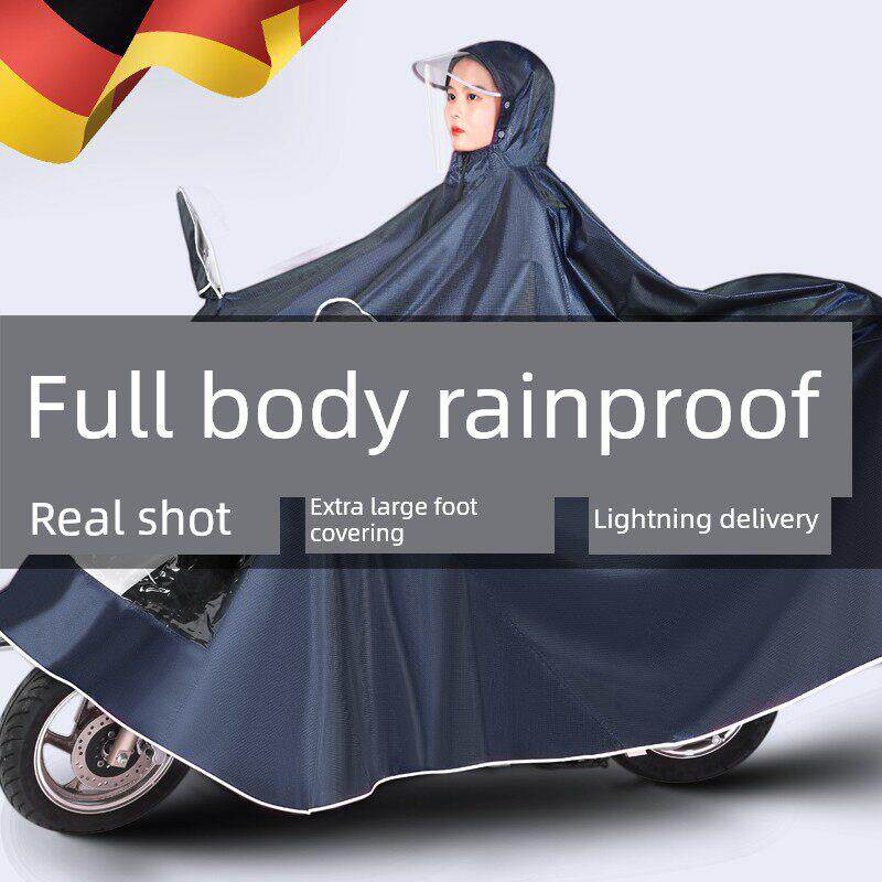 德国电动汽车雨衣长全身大雨电瓶车雨披女式双成人外穿加大加厚