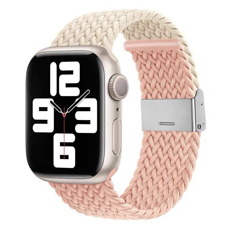 适用applewatch8/ULtra苹果手表S7/SE卡扣编织弹力尼龙回环表带