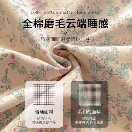 磨毛床上四件套纯棉全棉2024新款冬季加厚床单被套三件套四季通用