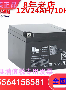 LONGWAY龙威蓄电池6FM24G计算机备用 UPS不间断电动机械12V24AH