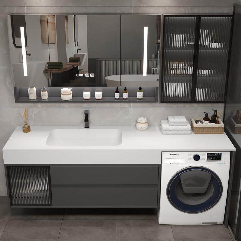 杜邦可丽耐一体盆阳台洗衣机柜组合浴室柜无缝陶瓷洗脸洗手洗漱台