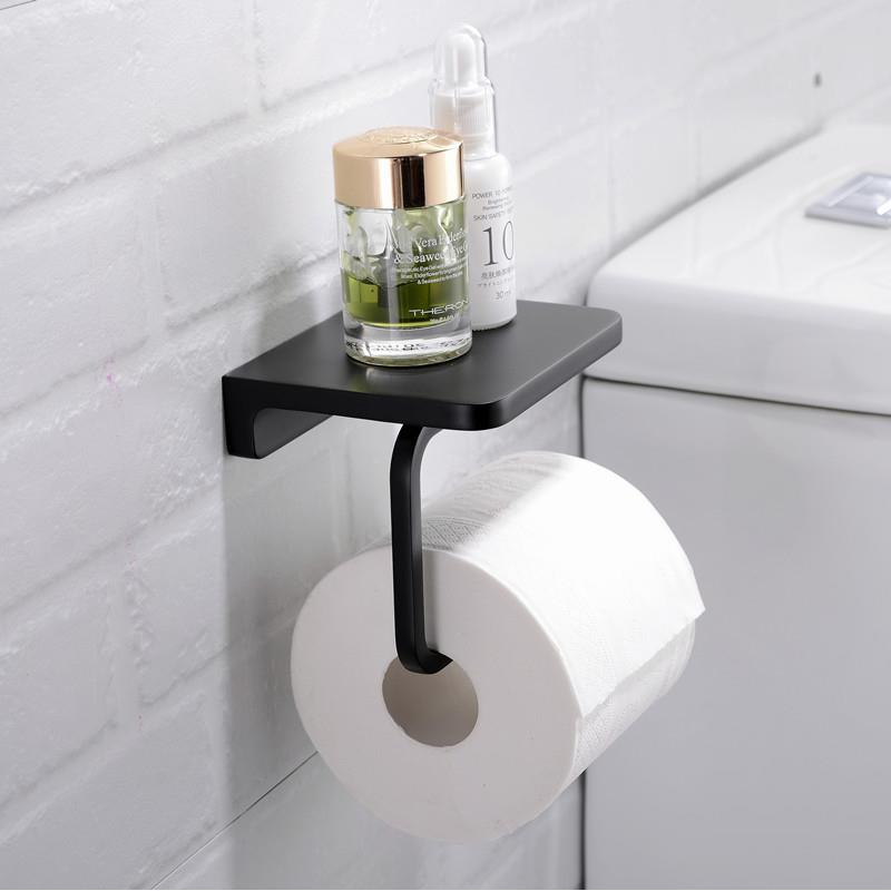 出口德厕色全铜黑色纸巾架卫807生间手机置物架所卷纸架黑抽国纸