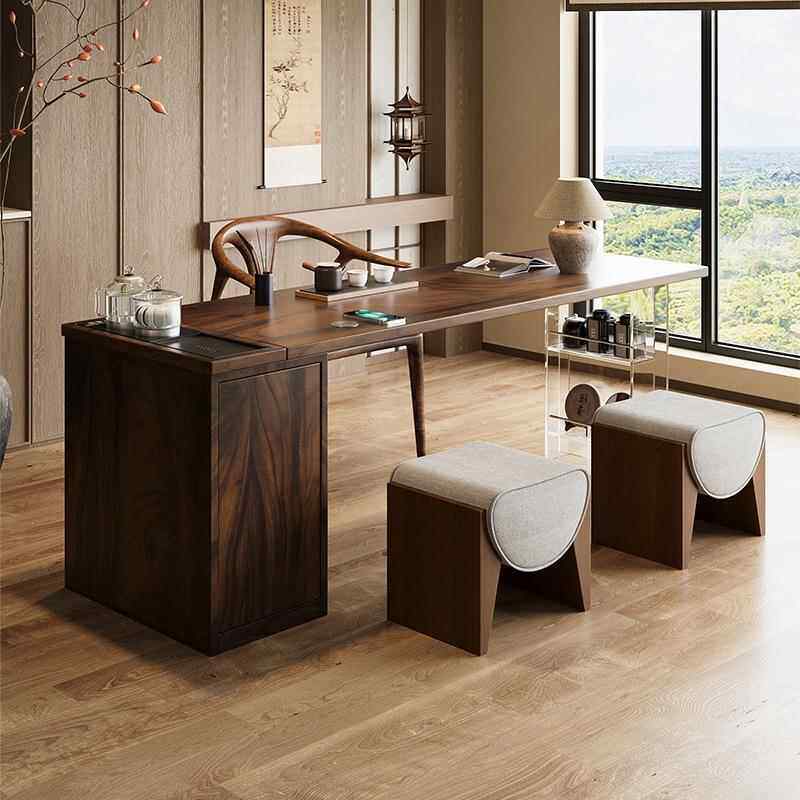 全木中式南美胡桃台木阳台茶桌椅组新合家用小实型泡茶2CIG025新