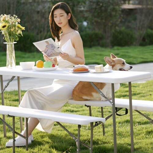 会议桌折叠桌吹塑简易折叠凳长凳户外会场展会长条可折叠桌子