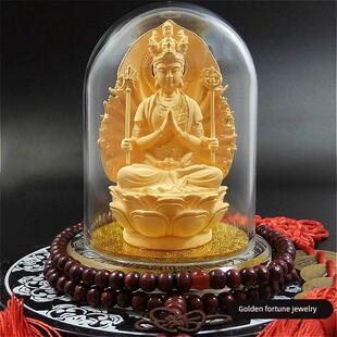 绒沙金摆件守护神文殊菩萨汽车摆件内饰本命佛属兔守护神车载