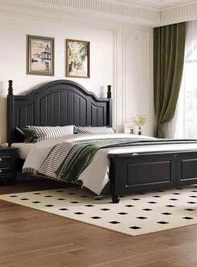 美式实木床黑色.8WIY双床现简约轻奢复古法式奶油1风储物婚人代床