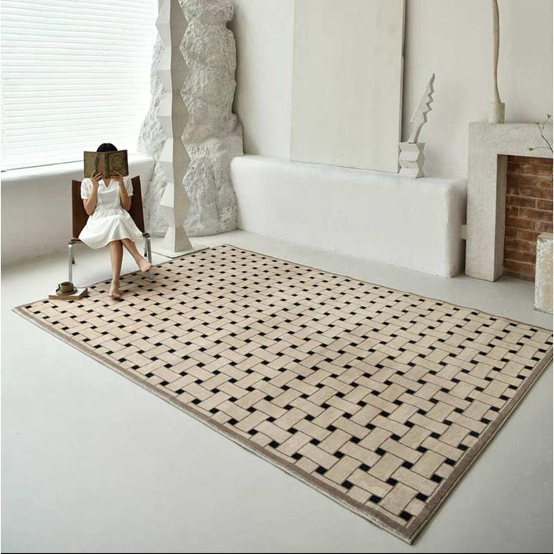 简约素色地毯客厅轻奢短绒沙发茶几床边毯侘寂风高级日式纯色地垫