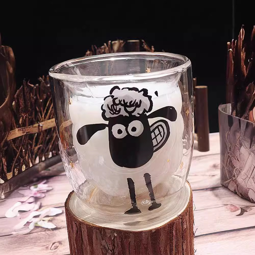 玻璃杯咖啡杯耐高温小羊牛奶杯