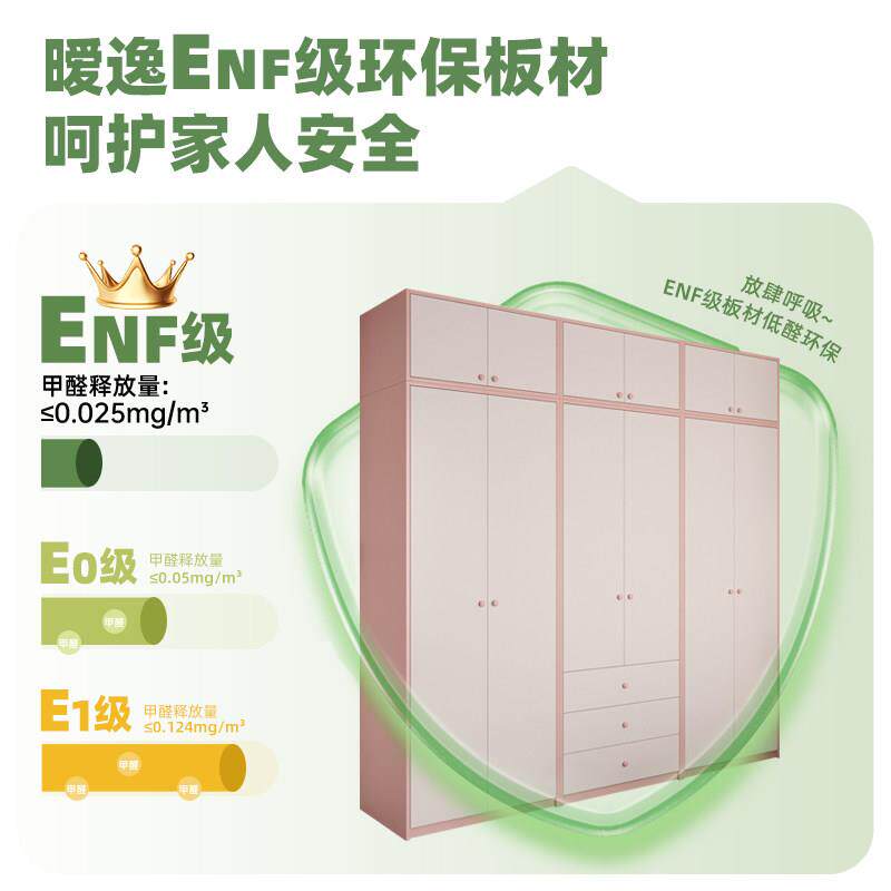 儿房衣柜卧室家用女孩粉色童整墙到顶柜实衣收纳木柜子W34平开门