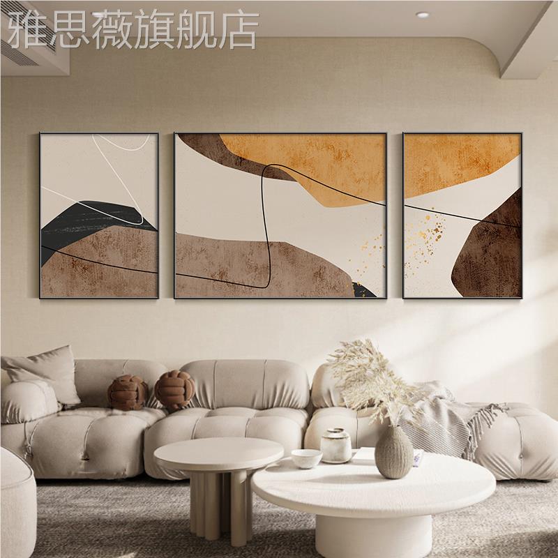 网红厅客装饰沙画简约代三档气高高级感抽现象联画壁画发大背景墙图片