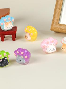 新款直销微景观摆件卡通夜光猫爪小猫装饰品配件车载桌面小摆件树