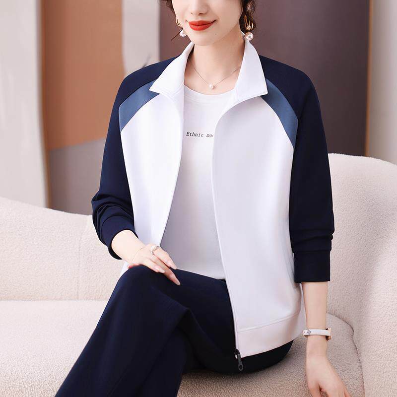 春套装女立秋小新款时尚洋气个子早秋领开衫休8808015闲显瘦两件