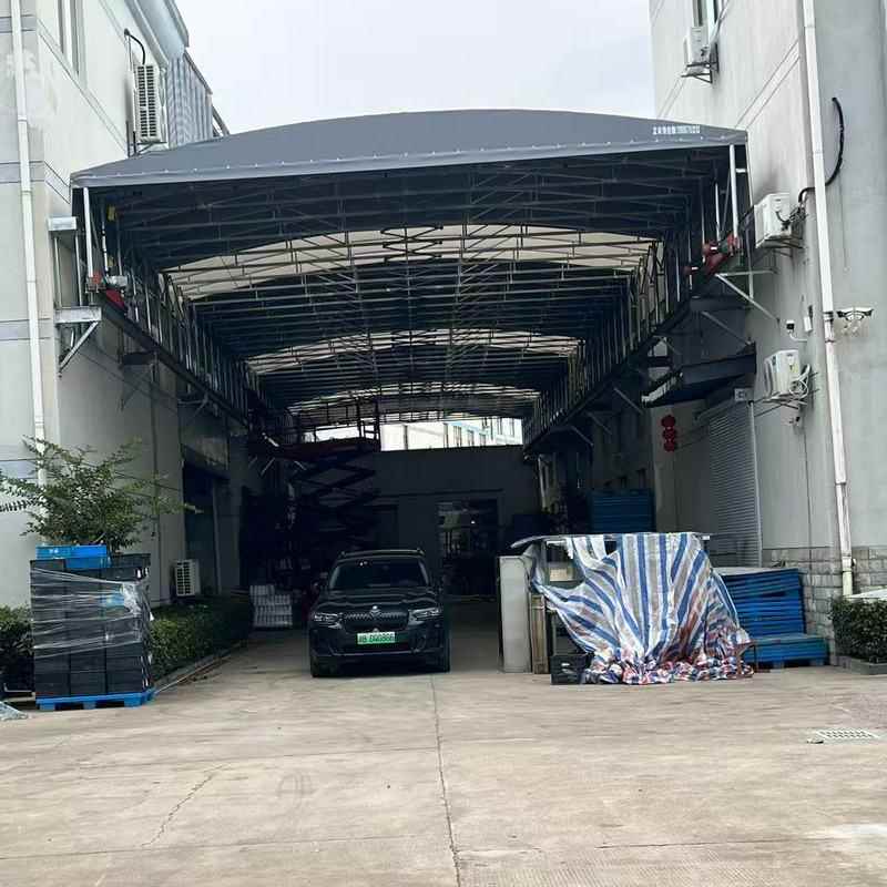 大型电动推顶拉棚动移动遮缩阳棚电伸雨电动推拉棚屋双轨道架空电