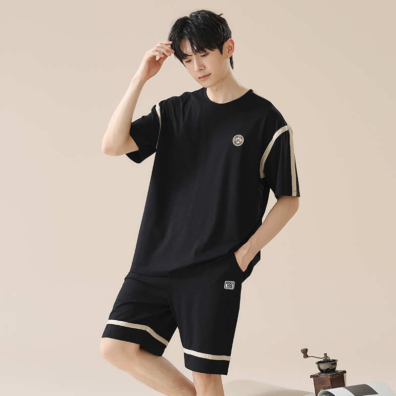 睡衣男夏季薄款短袖短裤高级感宽松大码可外穿男士纯棉家居服套装