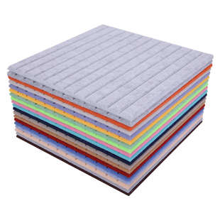 毛毡聚酯纤维吸音板竖纹凹槽毛毡装 饰墙贴学校幼儿园公告栏展示板