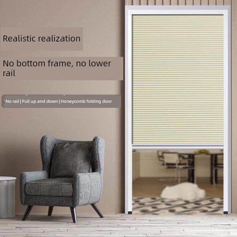 空调隔断隐形推拉门无轨上下蜂窝状折叠门窗帘推拉门卧室厨房浴室