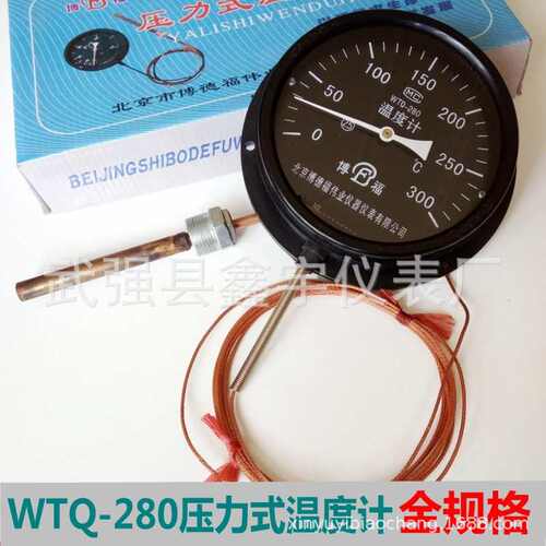 厂家供应WTZ-280压力式温度计锅炉工业远传冷库 指针温度计20米线
