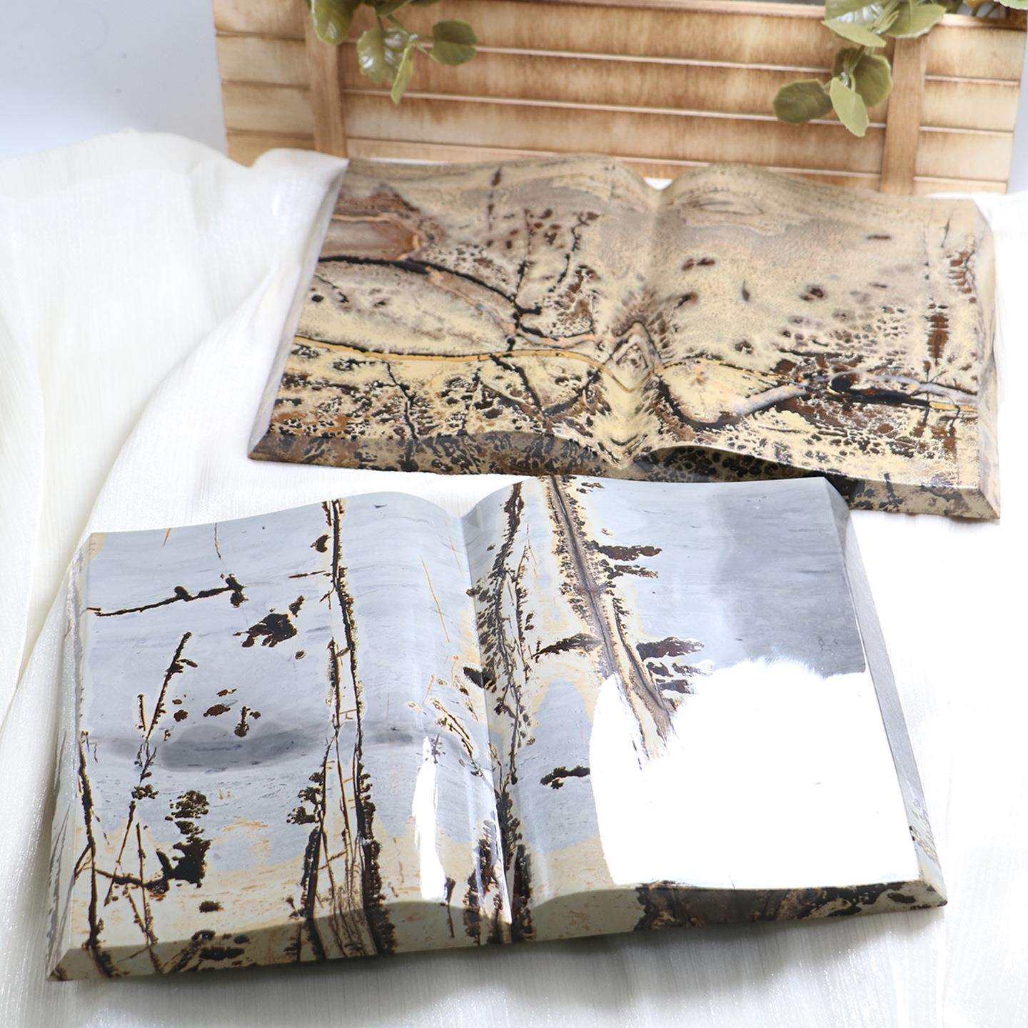 天然水晶国画石书摆件原石草花石收藏品装饰品办公室家居摆件