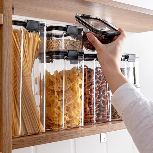 Kitchen Transparent PET Airtight Container for Spices and Nu