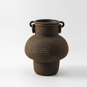景德镇轻奢手工锈色陶瓷花瓶家居样板间软装带耳花器玄关书柜摆件